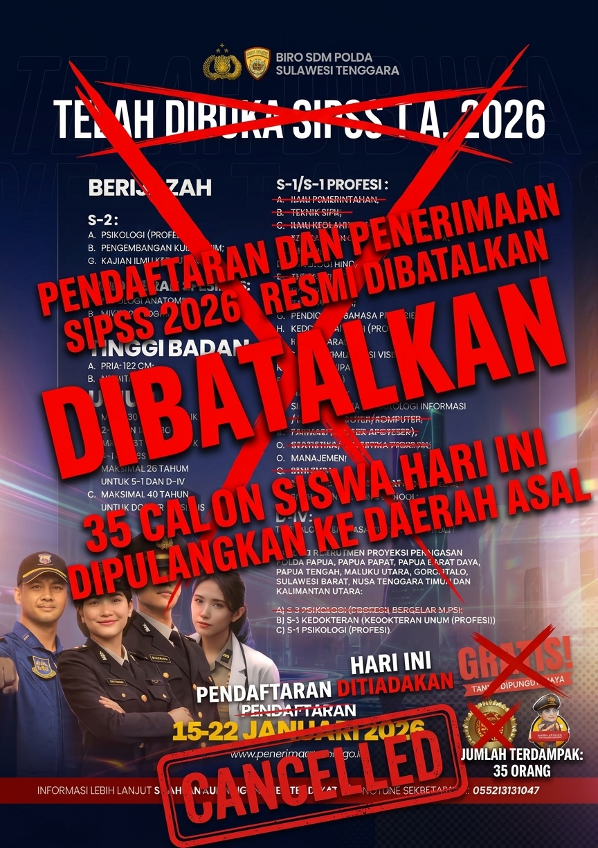Hasil Seleksi Penerimaan SIPSS Polri T.A. 2026 Dibatalkan, Puluhan Casis Dipulangkan